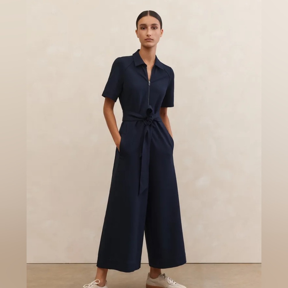 ME+EM Ponte Wide-Leg Cropped Jumpsuit + Belt NWT